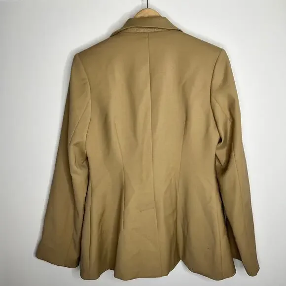 Anine Bing Ade Blazer Wool Blend Crossover Suiting Jacket Tan Beige Medium - Picture 4 of 14